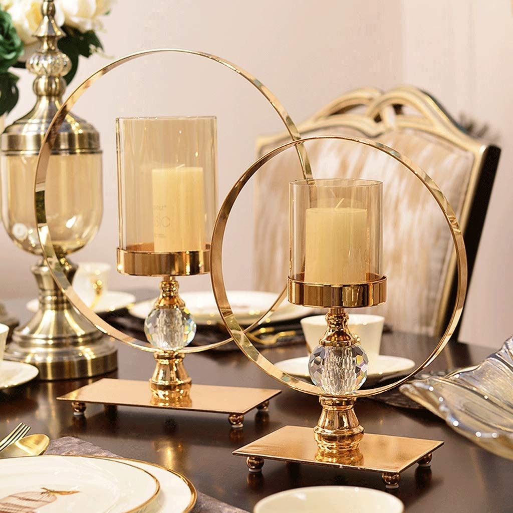 Portacandele in metallo unico, centrotavola in stile nordico, candelabri romantici in oro per la casa camino decorazione regalo