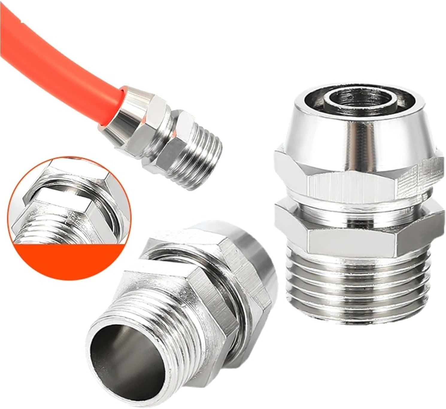 Pneumatic Fittings Air Fitting Pc 4 6 8 10 12 14 16mm Thread 1/8 3/8 1/2" 1/4" Quick Connector 1Pcs(OD 6MM,3/8")
