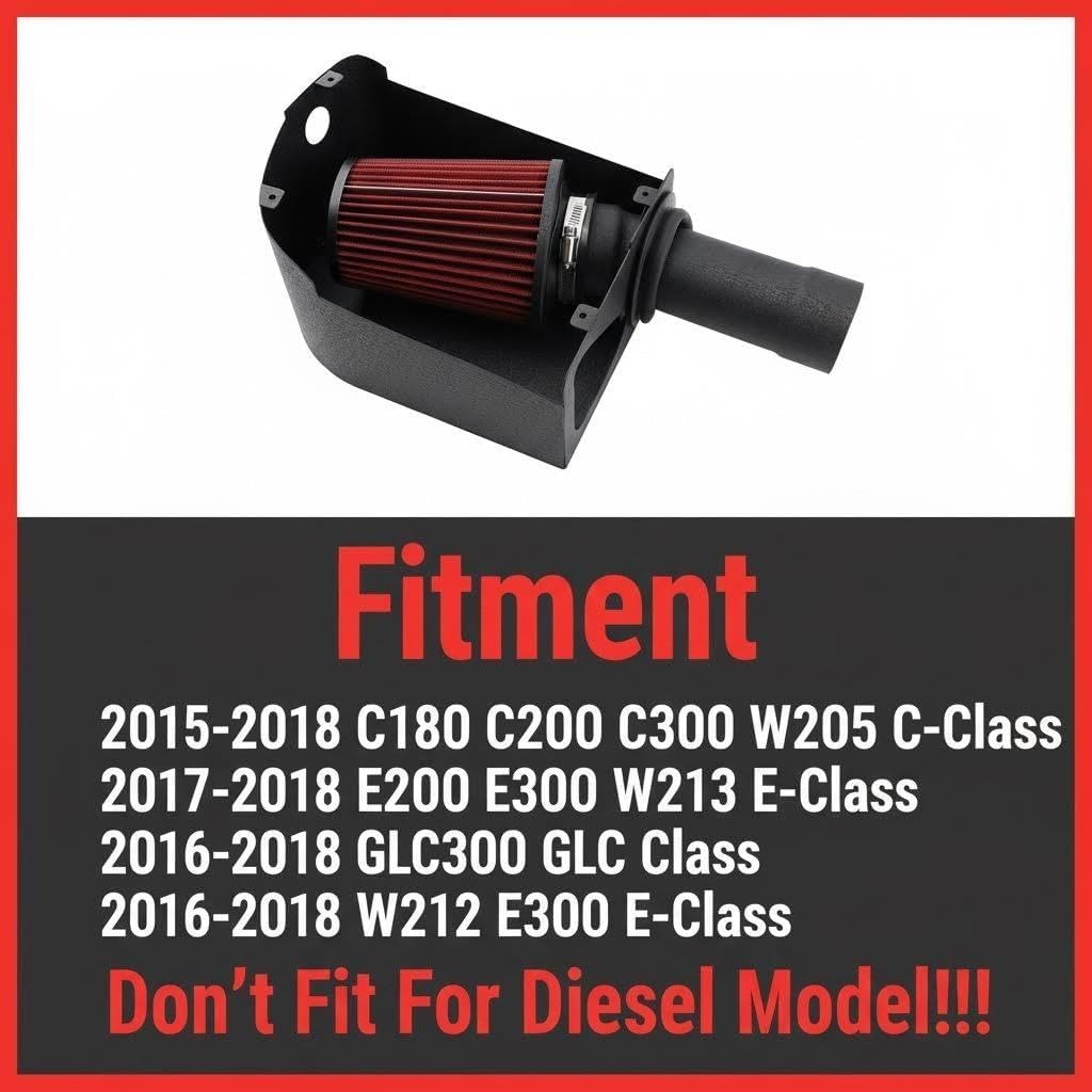 Cold Air Intake Fit for 2015-2018 C180 C200 C300 W205 C-Class / 2017-2018 E200 E300 W213 E-Class / 2016-2018 GLC300 GLC Class / 2016-2018 W212 E300 E-Class