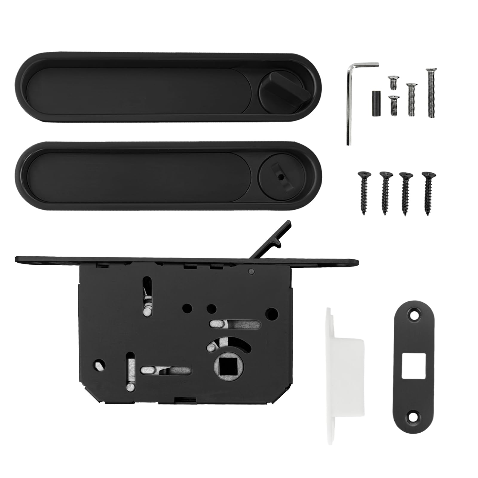 Hoconnie Serratura Invisibile per Porte a Scomparsa Maniglia per Porta Tascabile da Incasso Serratura e Tirante per Porte Scorrevoli 154mm (Nero)