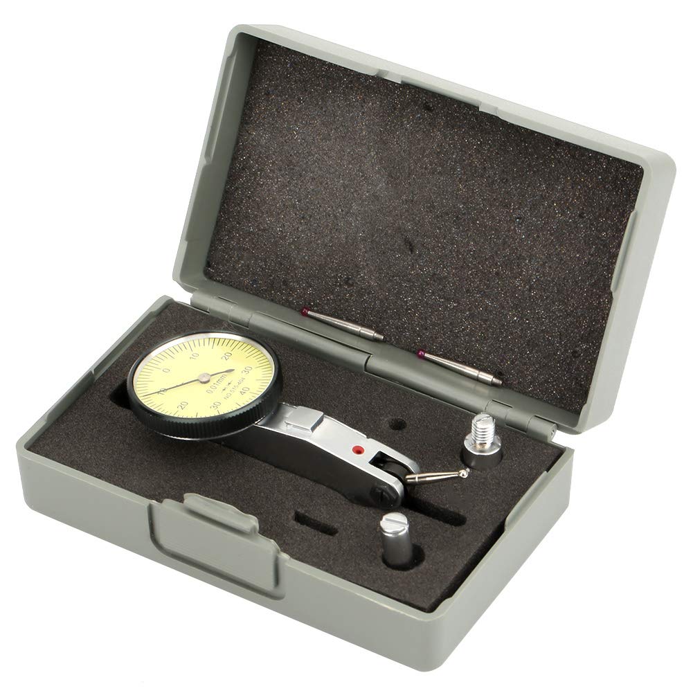 Kit indicatore di test quadrante, 0-40-0 0,01 mm Pinza a coda di rondine metrica di precisione Indicatore di test quadrante Comparatore con 2 sonde, Indicatore di quadrante(Ruby)