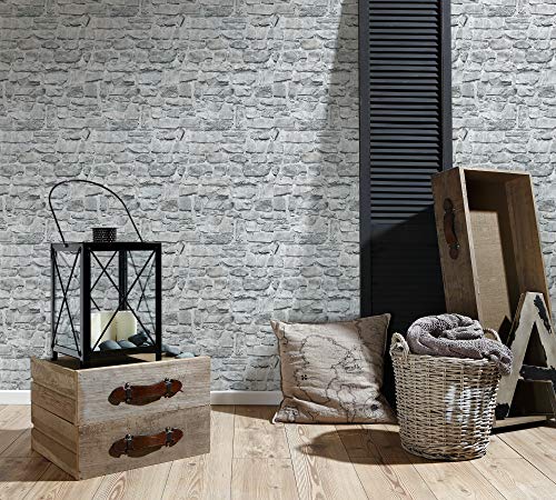 A.S. Création Brick Wallpaper Elements Non-Woven 10.05 m x 0.53 m Grey Beige Made in Germany 363701 36370-1 - Image 3