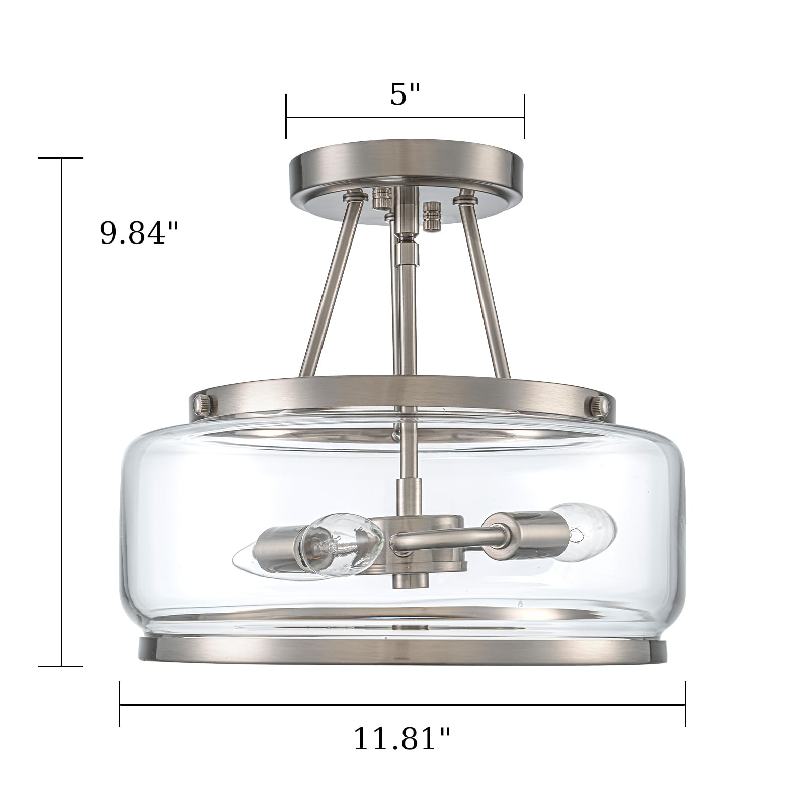 Quoizel Donne Semi-Flush Mount Ceiling Light Fixture With CCT Switch, 15.75 Inch 4-Light Brushed Nickel Hanging Light For Hallway, Kitchen, Bedroom, Dining, Living Room, Or Office