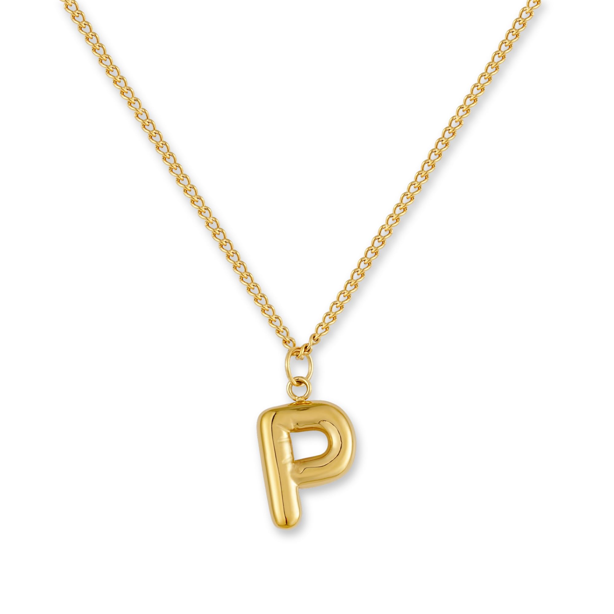 GD GOOD.designs Buchstaben Kette Gold Bubble | Initialen Anhänger aus 18K vergoldetem Edelstahl - Wasserfest & Hautverträglich | Halskette Damen A-Z