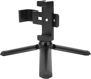 Qukaim Soporte de trípode para cámara, juego de abrazadera de teléfono de aleación de aluminio para Osmo Pocket 2, soporte de trípode, soporte de cámara, abrazadera de teléfono, color negro