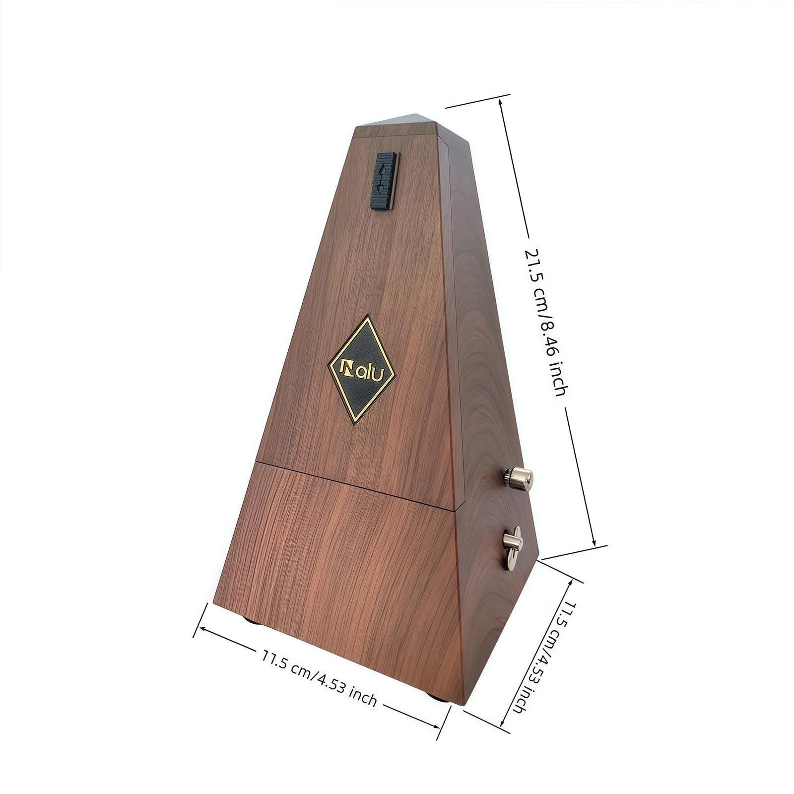 NALU Metronom - klasyczna mechaniczna nakręcana konstrukcja z dzwonkiem na fortepian, gitarę, skrzypce i wszystkie instrumenty (T-Wood Grain Brown)