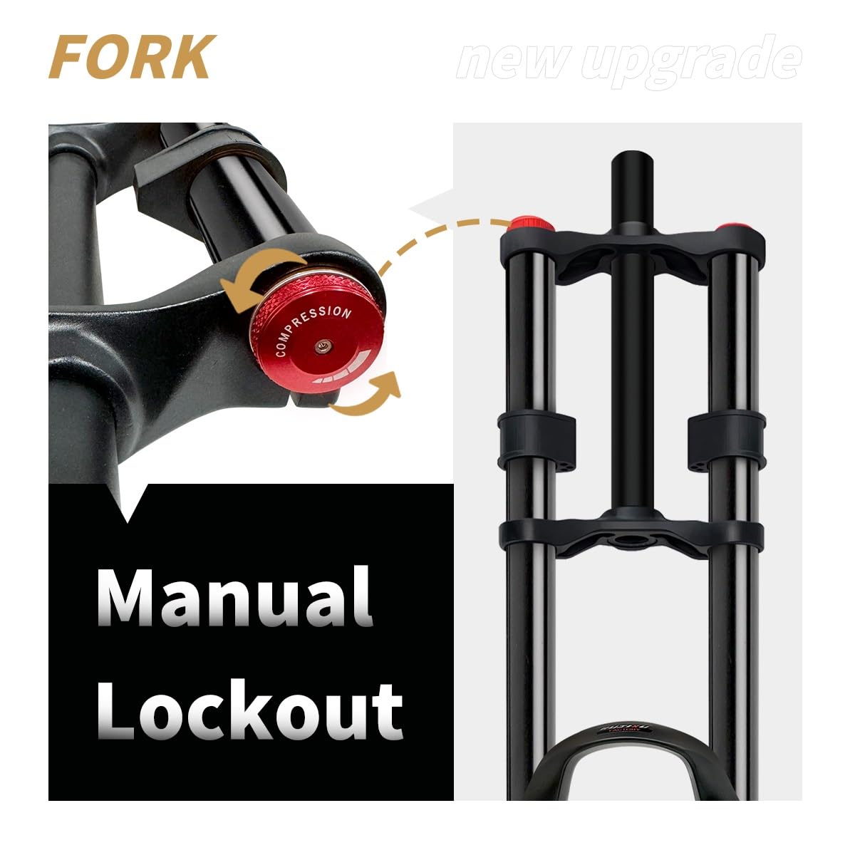Fourche VTT Suspension Air 150mm – 26/27.5/29 Pouces, Double épaule, Réglable