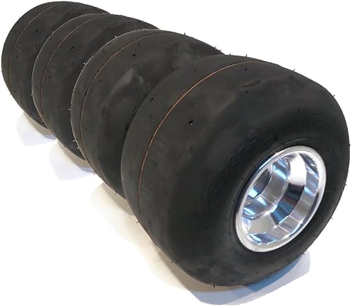The ROP Shop Paquete de 4 neumáticos sin cámara Racing Slick de 11 x 6.00-5 con rueda de aluminio para Go Kart
