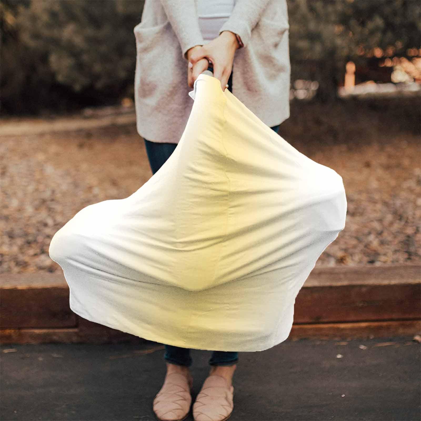Nursing Cover for Breastfeeding Scarf, Lemon Yellow White Gradient Baby Car Covers Super Soft Multi Use for Canopy Shopping Cart Cover Blanket Stroller Cover