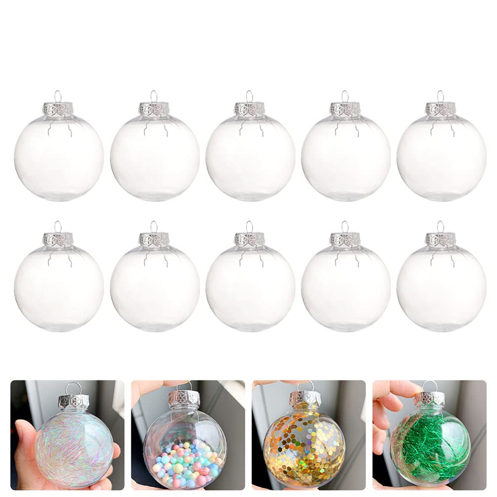 BESPORTBLE Boules de Noël Transparente 10 cm, 10 Pcs Acrylique Boules à Remplir en Plastique Idéal - Transparentes - en Acrylique - À remplir