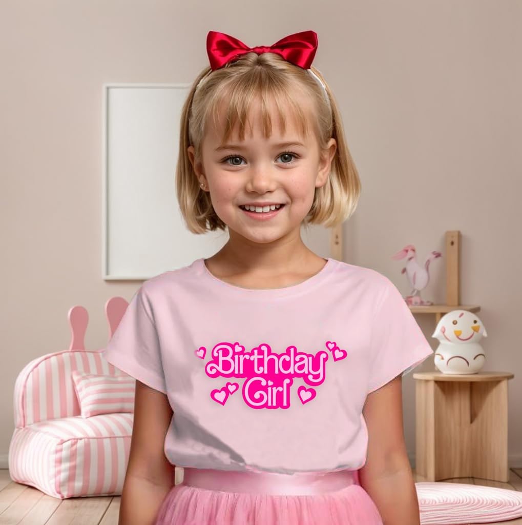 Birthday Girl Shirt 5-12 Year Kids Birthday Party Shirt Doll Themed Letter Girl Short Sleeve Tee Top - Image 3