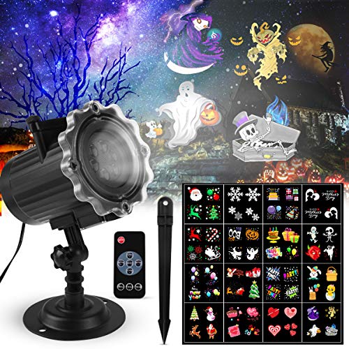 LED Projektionslampe FOCHEA Projektor Licht Außen Weihnachten Projektionslampe Effektlicht Projektor Lichter 16 Muster für Weihnachten Halloween Aussen Innen