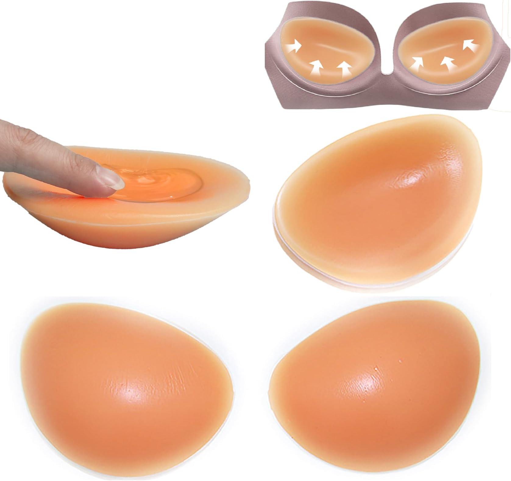 Majurphy Sticky Silicone Bra Inserts Pads,Breast Enhancer Push Up Bra Inserts,Chicken Cutlets Bra Insert, Bra Padding Insert