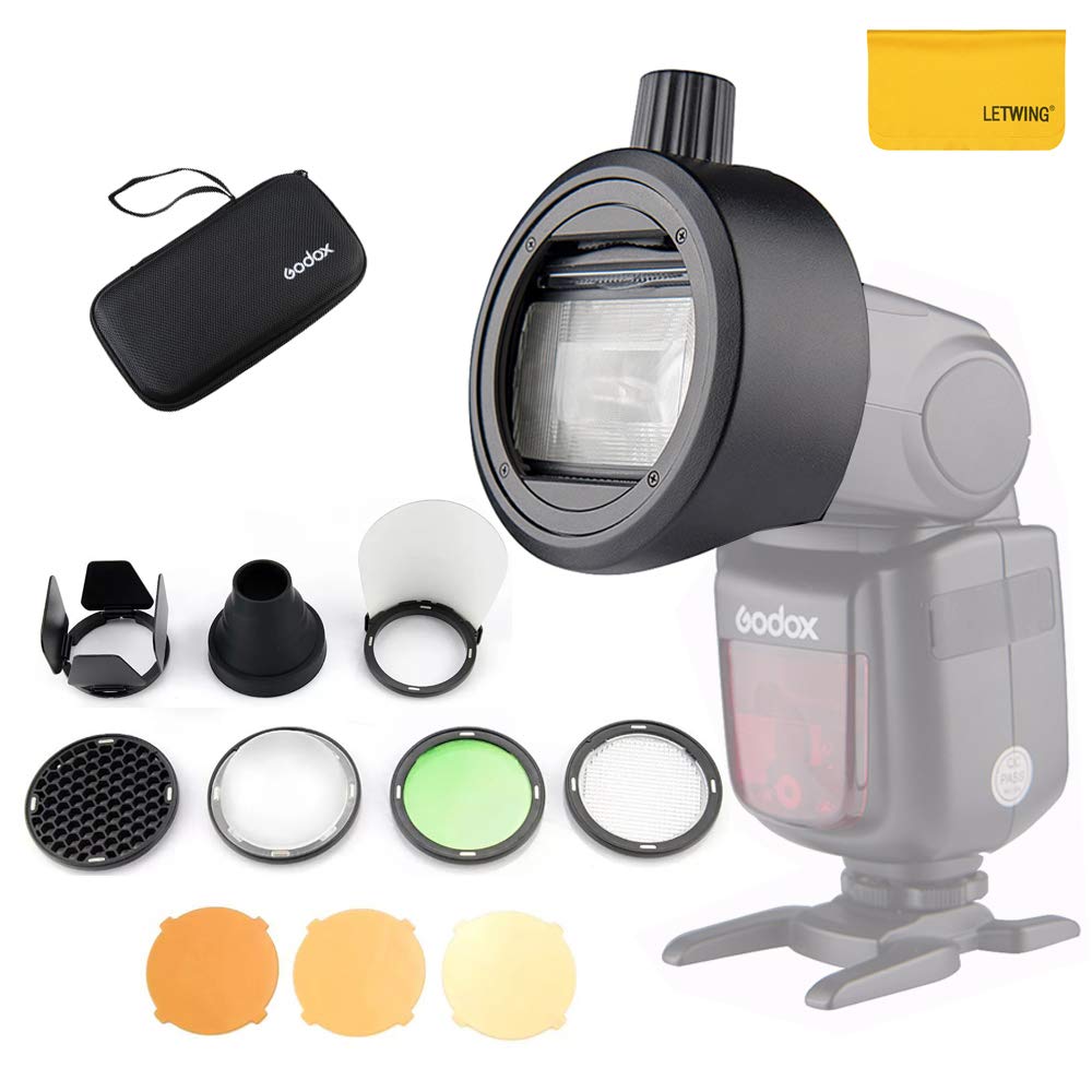Godox AK-R1 Accessories Kit with Godox S-R1 Round Heads Adapter for Godox AD200 AD200Pro V860II V850II TT685 TT600 Flash And Other Brands For example Yongnuo Canon Nikon Sony etc Flash