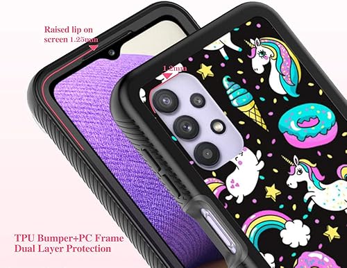 Miniatura 6 de Case Town Compatible con Samsung Galaxy A32 5G, diseño de unicornio de doble capa, resistente, a prueba de golpes, a prueba de golpes, transparente,