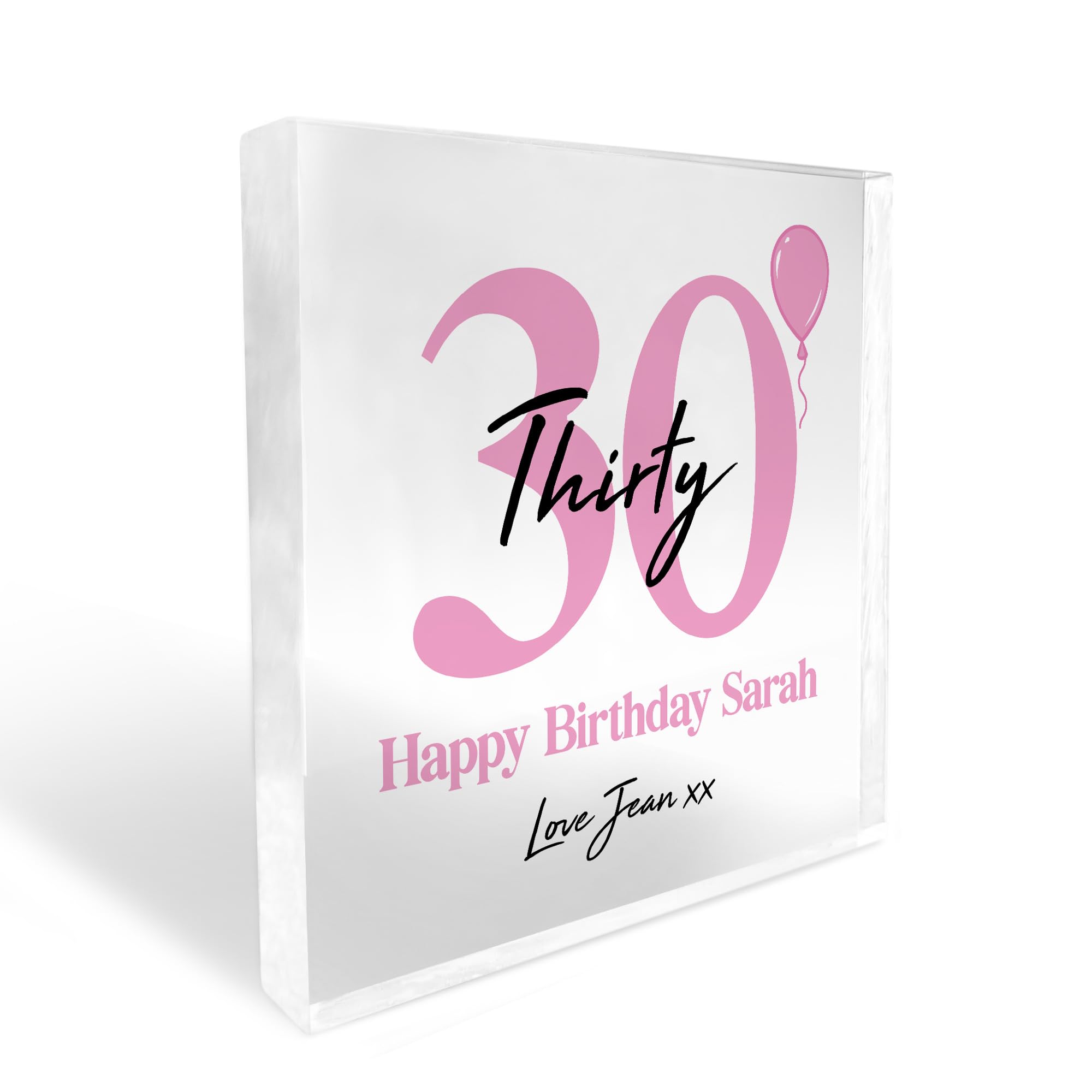 Red Ocean PERSONALISED 30th Birthday Gifts For Mum Sister Auntie Best Friend Clear Block 30th Birthday Gifts For Women