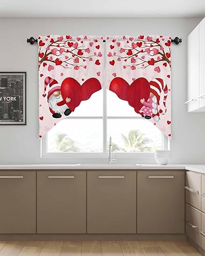 Vista 39 de Christmas Window Valance Blue Gnomes Snowflake Bird on the Branch Pattern, 54x18 inch, Polyester, Light Filtering, Rod Pocket, Kitchen, Living Room