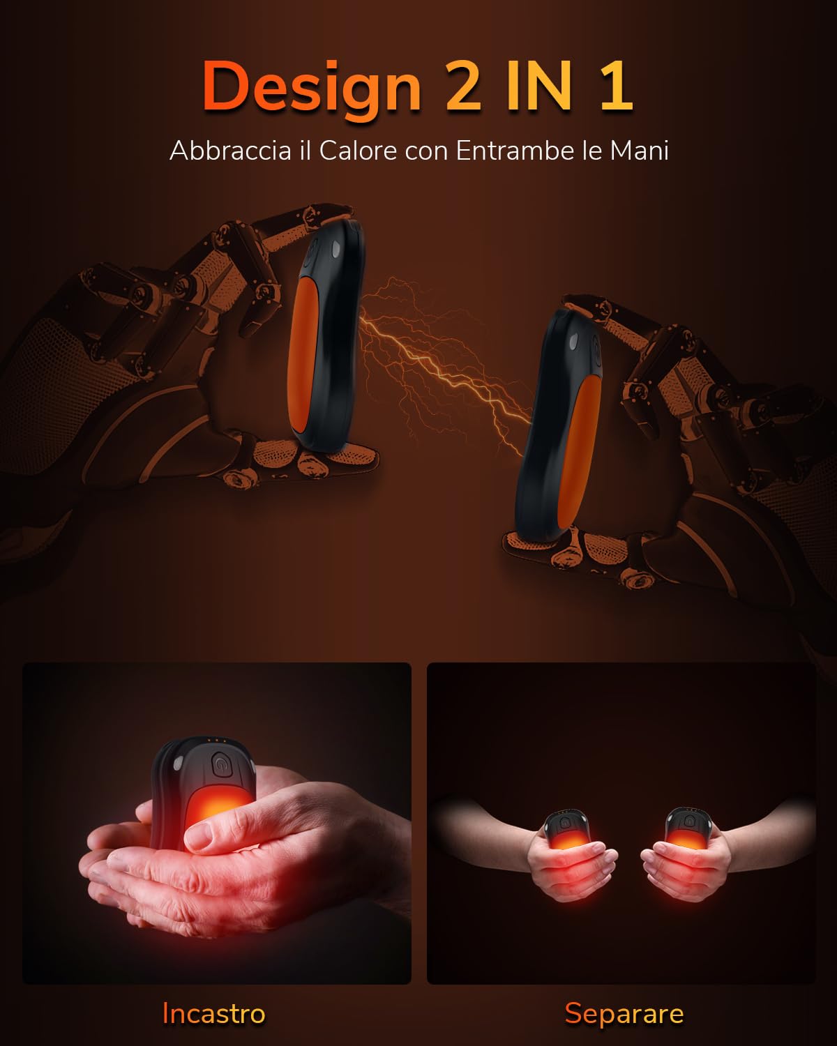 Scaldamani Ricaricabili Confezione da 2, Elettrico Ricaricabile USB Scaldamani con Riscaldamento di Lunga Durata 20 Ore, Riutilizzabile Portatile Tascabile Scaldamani per Donne Uomini Quando Freddo