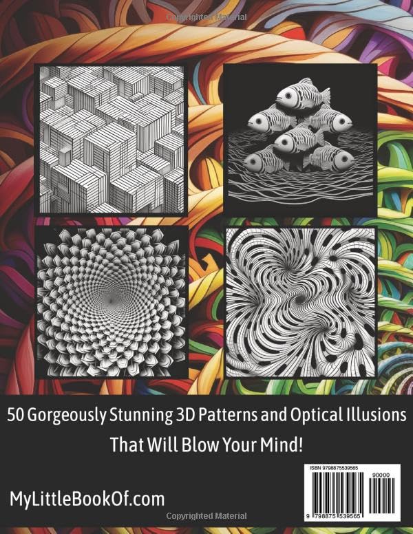 Adult Coloring Book: 3D Patterns and Optical Illusions to Color - Image 2
