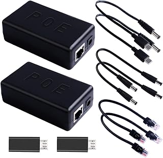 GeeekPi 2PCS USB-C PoE Splitter Gigabit, PoE to USB-C 5V 4A Power Supply 48V to 5V IEEE802.3af Power Over Ethernet to USB Type-C Adapter for Raspberry Pi 4B/3B+/3B, Tablets, Dropcam