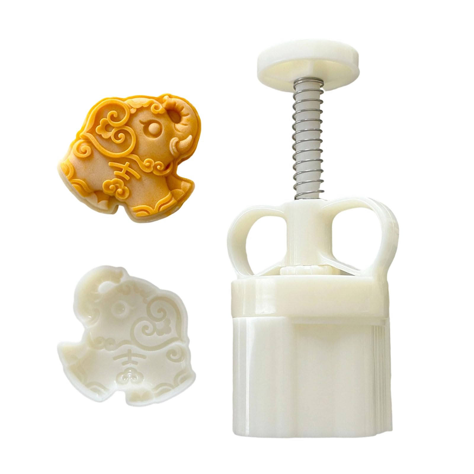 Xitea Multicolor Beautiful Pastry Stamp With Elephant Pattern, Traditional Moon Cake Maker With Unique Pattern For Baking Enthusiasts, Traditional Cake Moulds