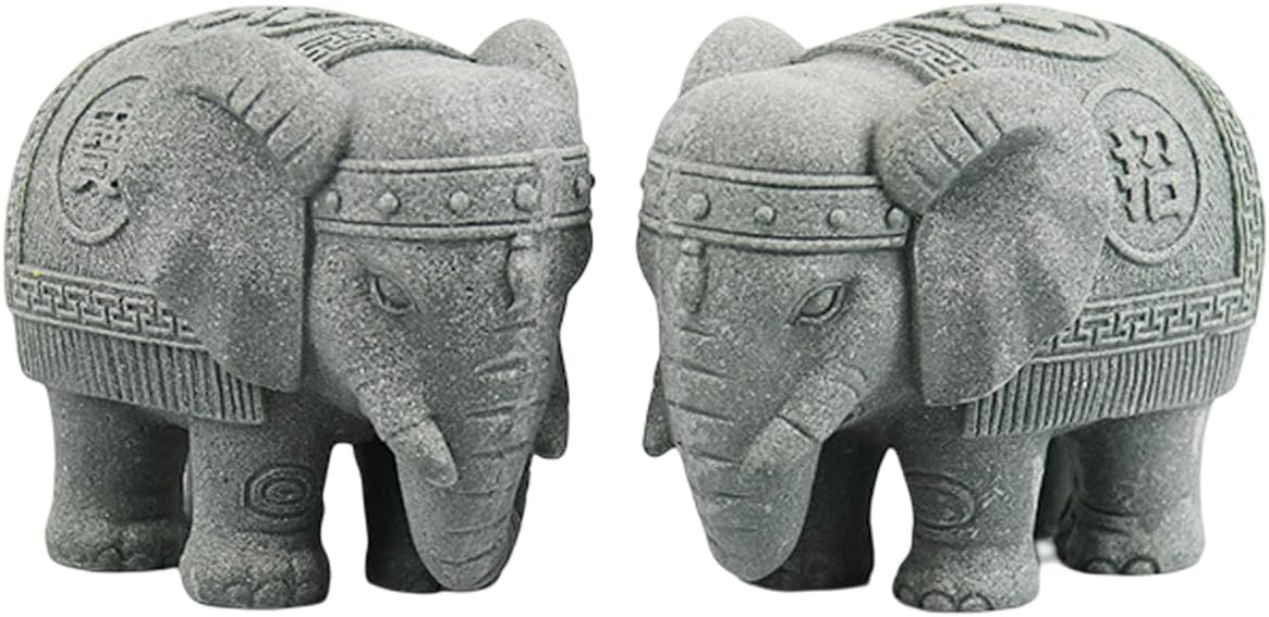 livelyfish Fish Tank Elephant Statue Asian Aquarium Foo Dogs Home Office Tabletop FengShui Decor for Wealth Success Good Lucky (M)