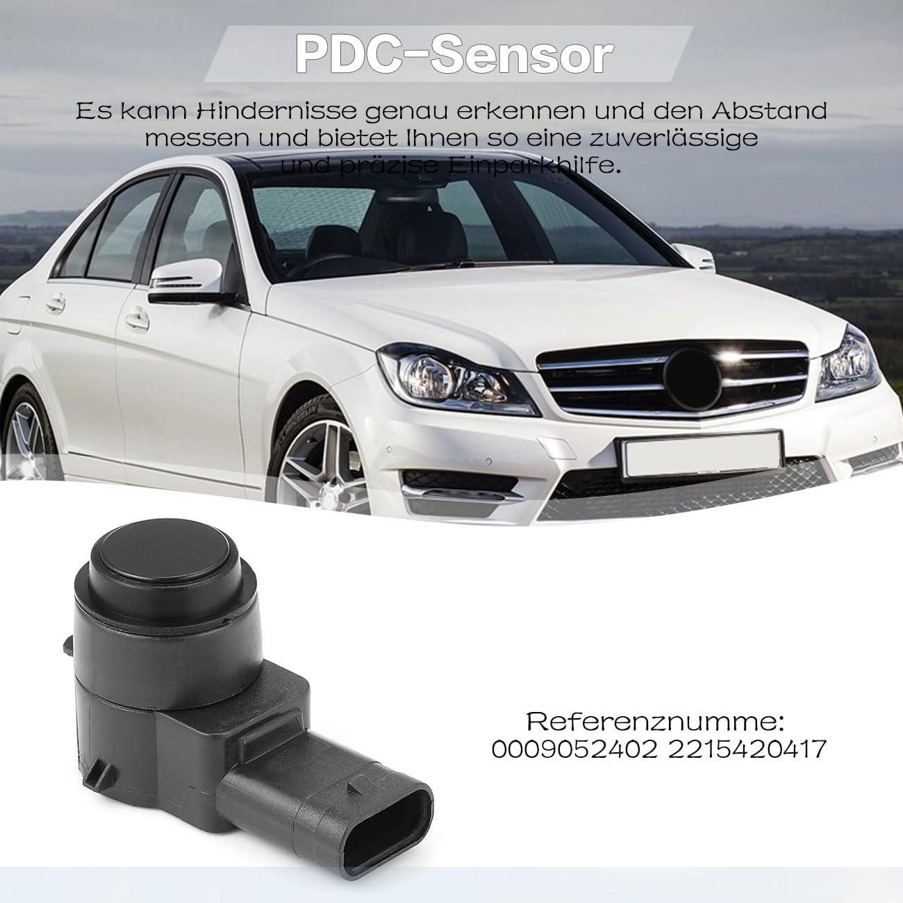 4X PDC Sensor Parksensor Einparkhilfe 0009052402 2215420417 Kompatibel mit Mercedes Kompatibel mit Benz E-Klasse W204 W164 W211 S211 Schwarz