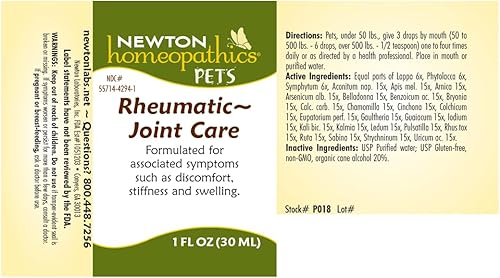 Miniatura 2 de Newton Homeopathics Mascotas reumáticas Cuidado de las articulaciones - 1 Oz Líquido