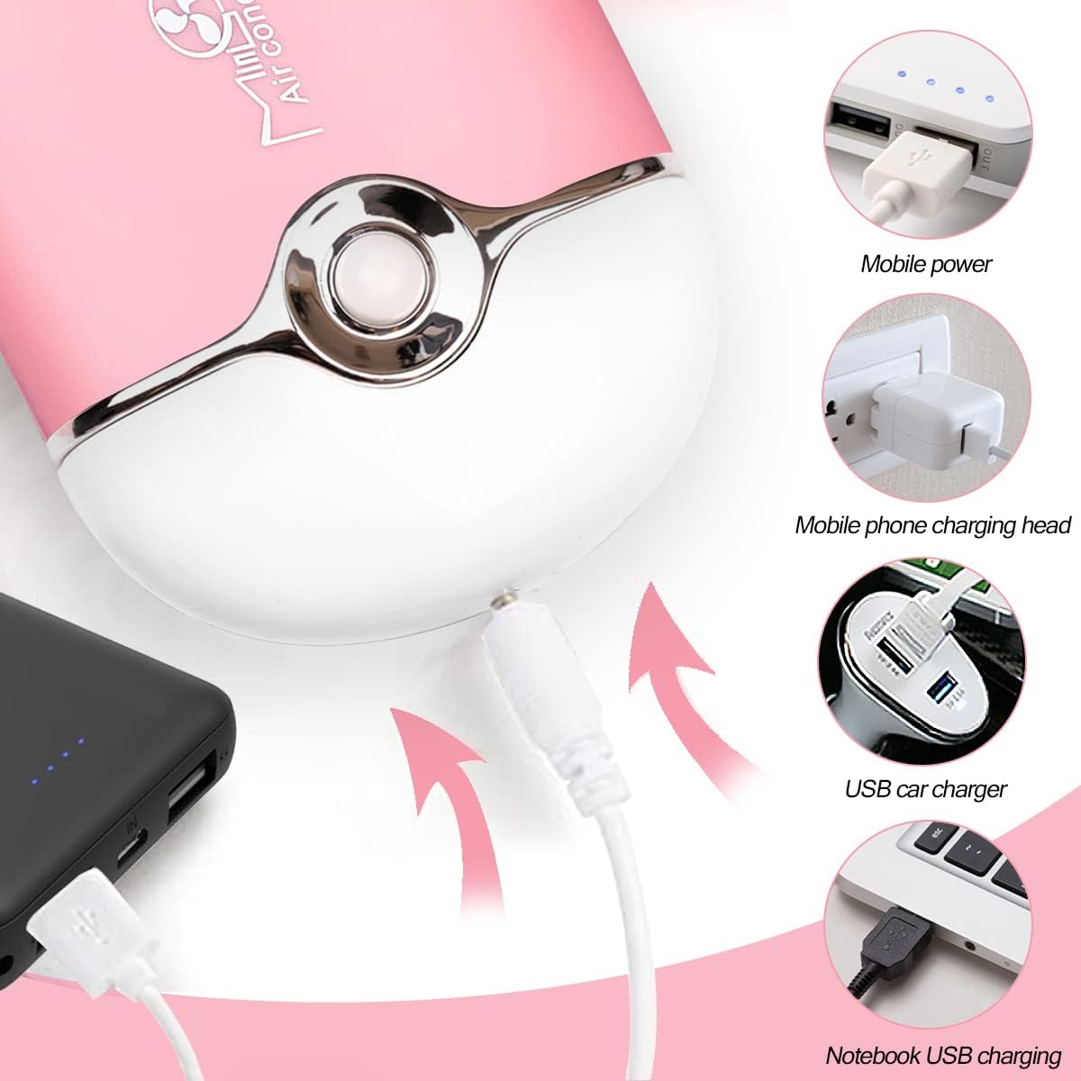 Lash Fan Dryer for Eyelash Extension USB Mini Portable Fans Rechargeable Electric Handheld Air Conditioning Lash Shampoo Brush Nose Blackhead Facial Cleaning Brushes Wash Squeeze Bottle (Pink) - Image 5