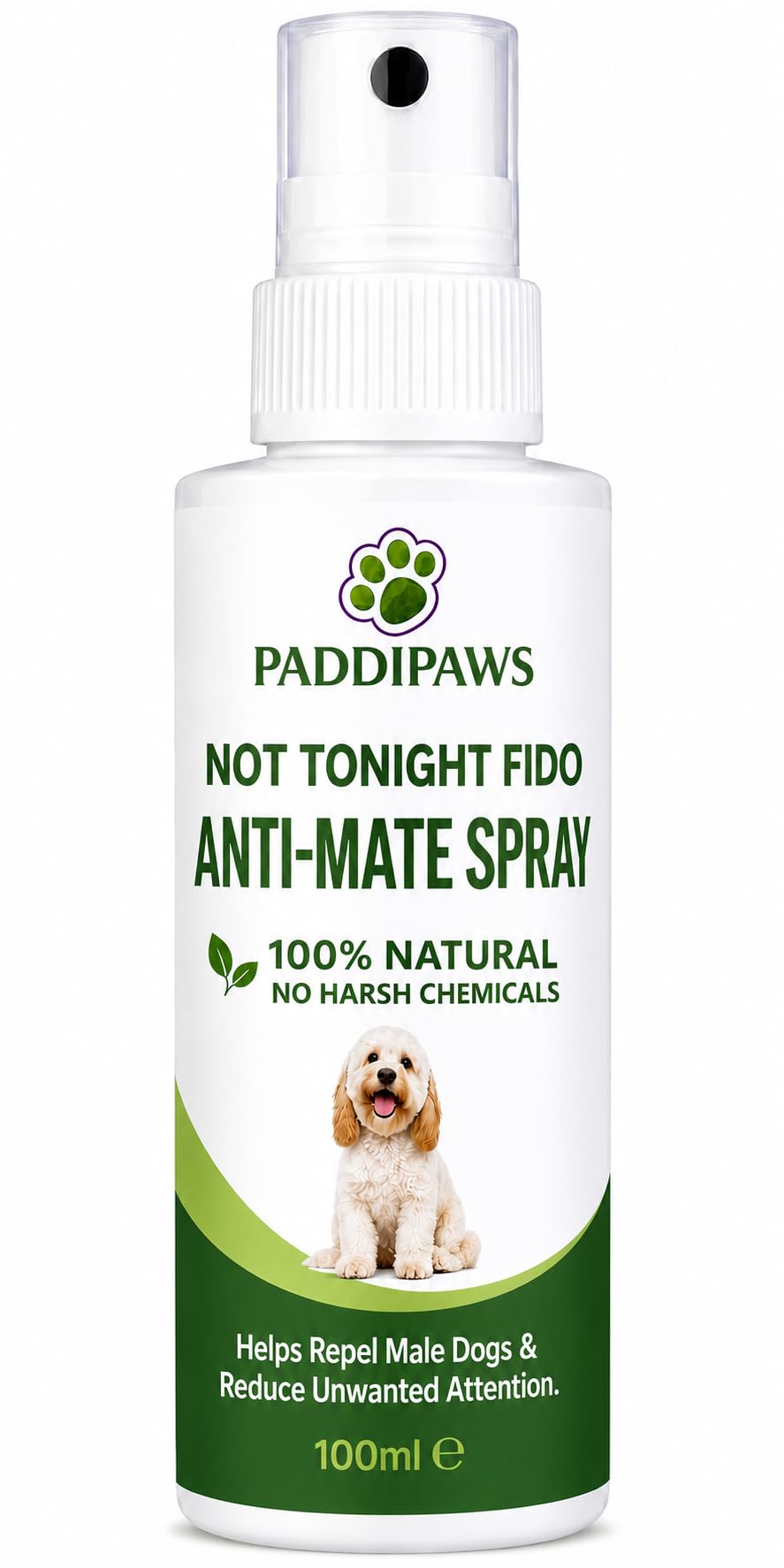 Not Tonight Fido Bitch Spray 100% Naturale Anti-Mate Spray per Cani Aiuta a scoraggiare l'attenzione indesiderata dei cani maschi.
