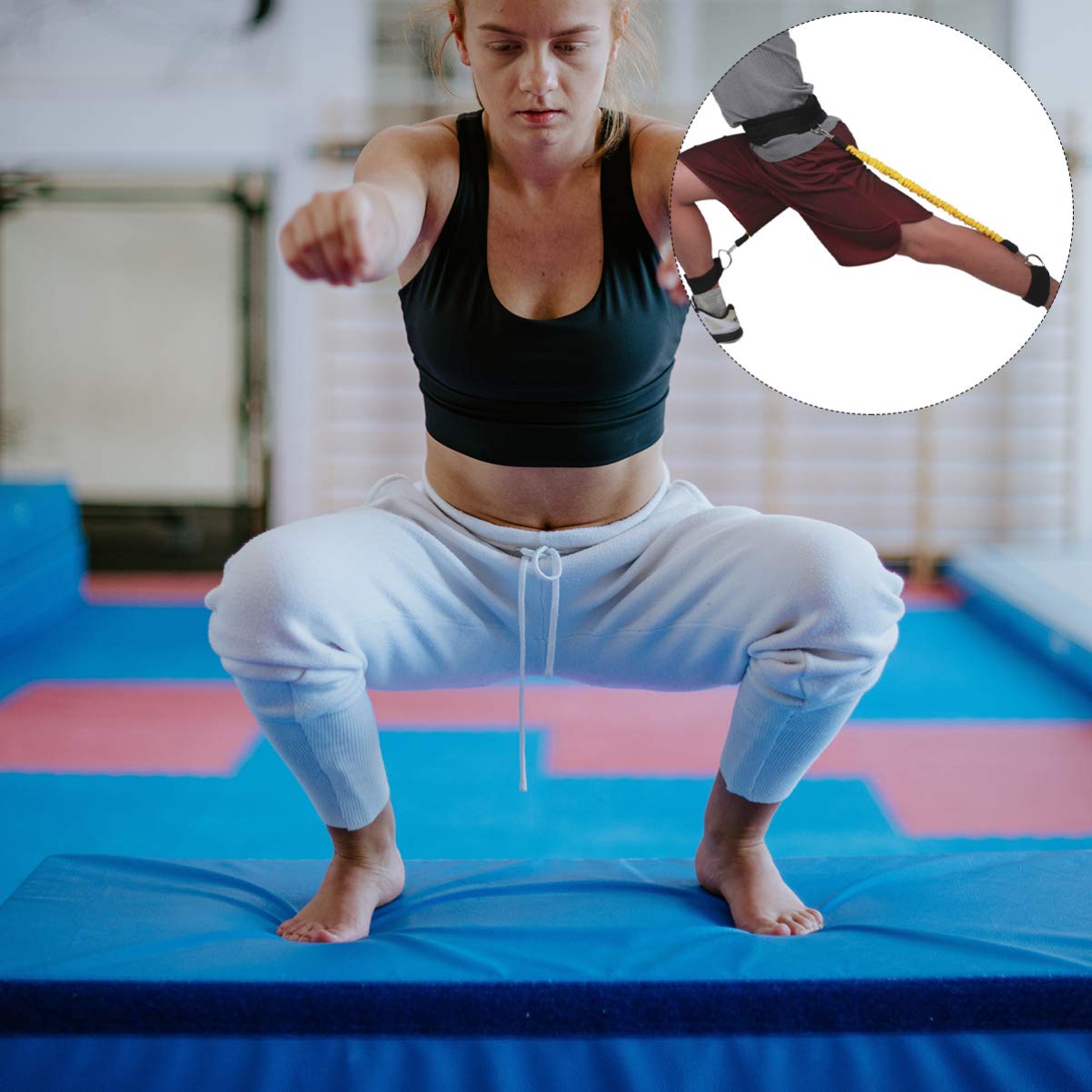 ibasenice Cuerda de Tensión Elástica para Gimnasio Entrenamiento de Resistencia para Ejercicios de Piernas Bíceps y Abdomen Casa