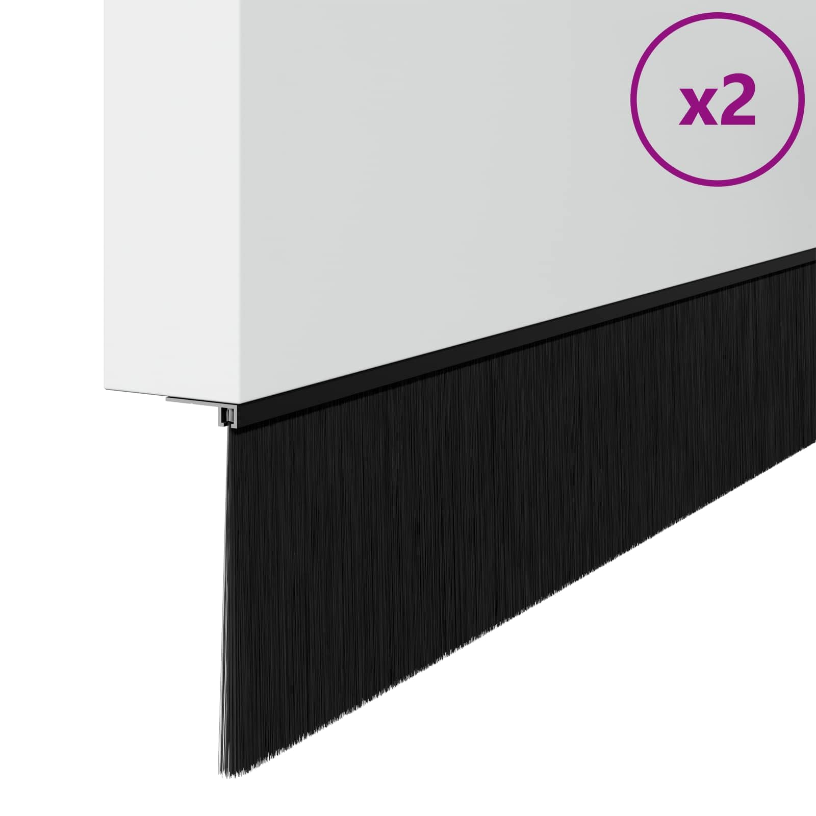 Samoprzylepne uszczelki szczotkowe do drzwi ze stopu aluminium, 2 sztuki, 100 cm, czarne, do wnętrz, tłumiące dźwięk i ochrona przed kurzem, pasują do drzwi pokojowych, drzwi wejściowych i