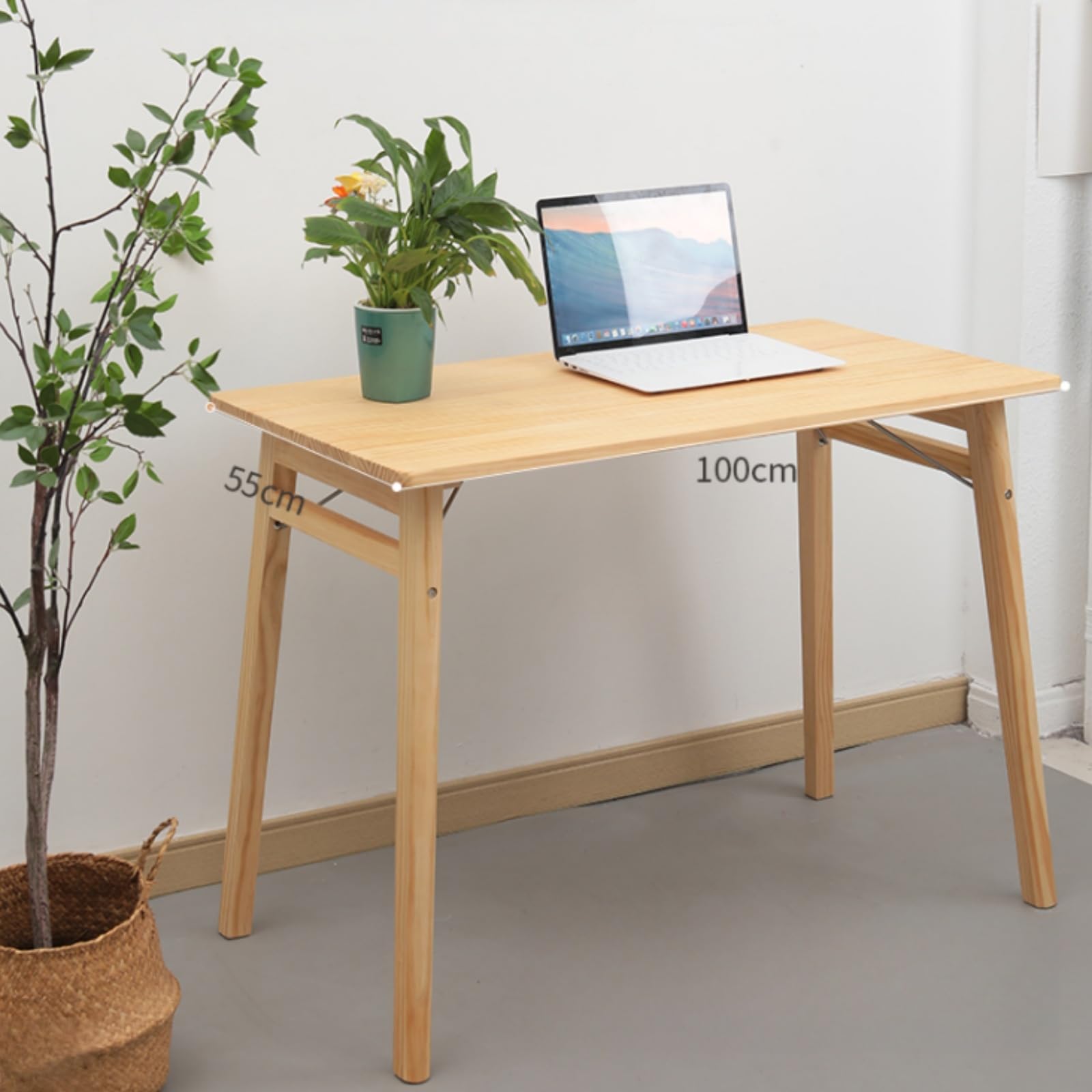 Przenośny składany stół na laptopa, solidne biurko komputerowe z litego drewna, do domowego biura, lekka, mała przestrzeń, stacja robocza, brązowy, dł. 80 x szer. 50 x wys. 70 cm - idealne na sofy i