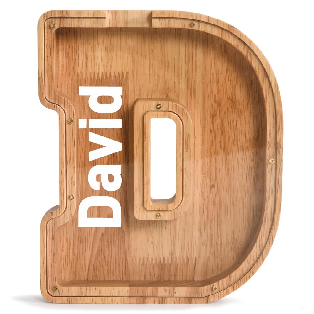 Personalized Name Piggy Bank PrimRend® Wooden Letter Money Coin Cash Saving Bank for Boys Girls Kids Toddler Gifts for Birthday|Christmas|Baby Shower|