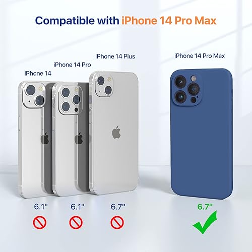Miniatura 6 de Miracase - Funda magnética diseñada para iPhone 14 Pro Max, de silicona líquida a prueba de golpes, con protector de pantalla, protege mejor la