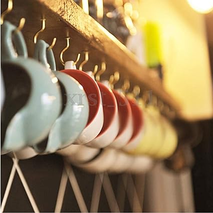 DIY Crafts Pack of 10 Pcs, Gold, Ceiling Hooks/Cup Hook Holder Golden Brass (Pack of 10 Pcs, Gold)