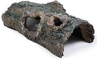 fazhongfa Reptile Hide Tree Trunk Lizard Snake Gecko Axolotl Spider Turtles Bearded Dragon Tank Accessories Large Hollow Log for Aquarium or Fish Tank Resin Wood Decorations Ornament