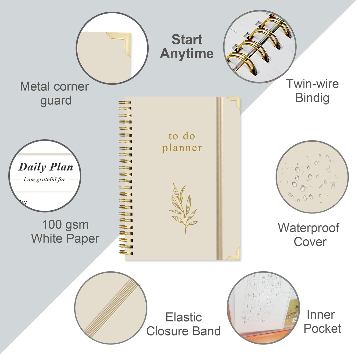 To Do List Notebook - Aesthetic Daily Planner to Easily Organize Your Tasks And Boost Productivity - Undated Planner for School or Office Supplies, 5.8" x 8.5", Beige image 2 of 7 B0D7HYCLBB