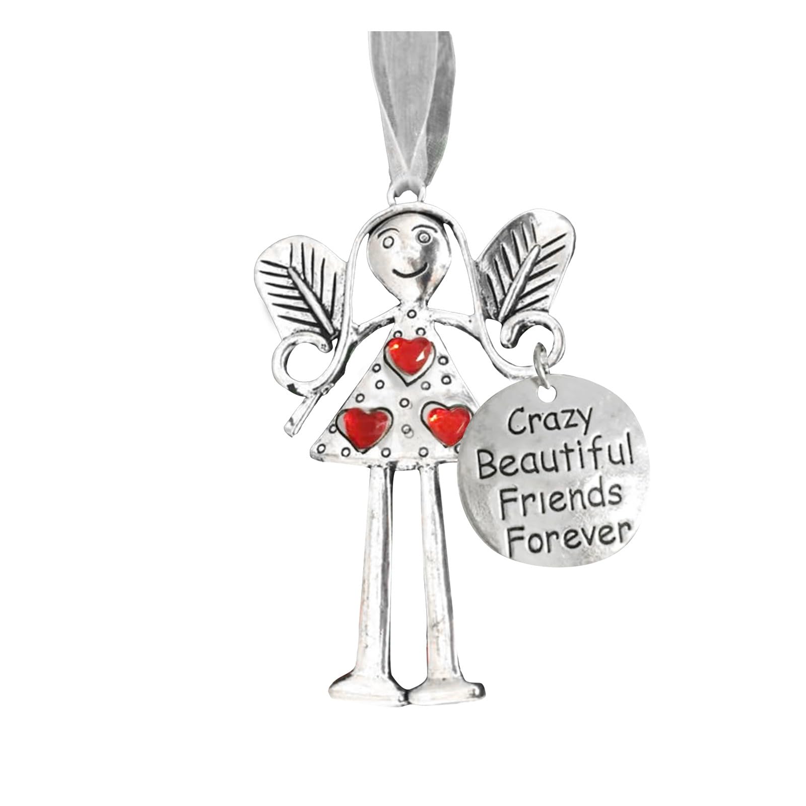 Crazy Beautiful Friends Forever, Christmas Angel Friendship Ornaments Gift, Metal Christmas Tree Hanging Ornament Decor, Guardian Angel Gift For Friends (You Are In My Heart)