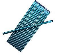 Vista 17 de ezpencils - Lápiz personalizado a granel, lápices redondos, barril de color negro (cuerpo), borrador rojo y virola de latón, paquete de 10