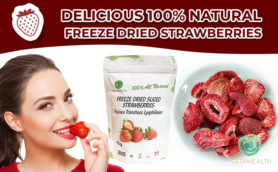 Miniatura 6 de Fresas rebanadas liofilizadas 2 x 0.53 oz - Delicioso aperitivo, 100% fruta, sin azúcar añadido, cultivado en Canadá (0.51 onzas x 2 bolsas)