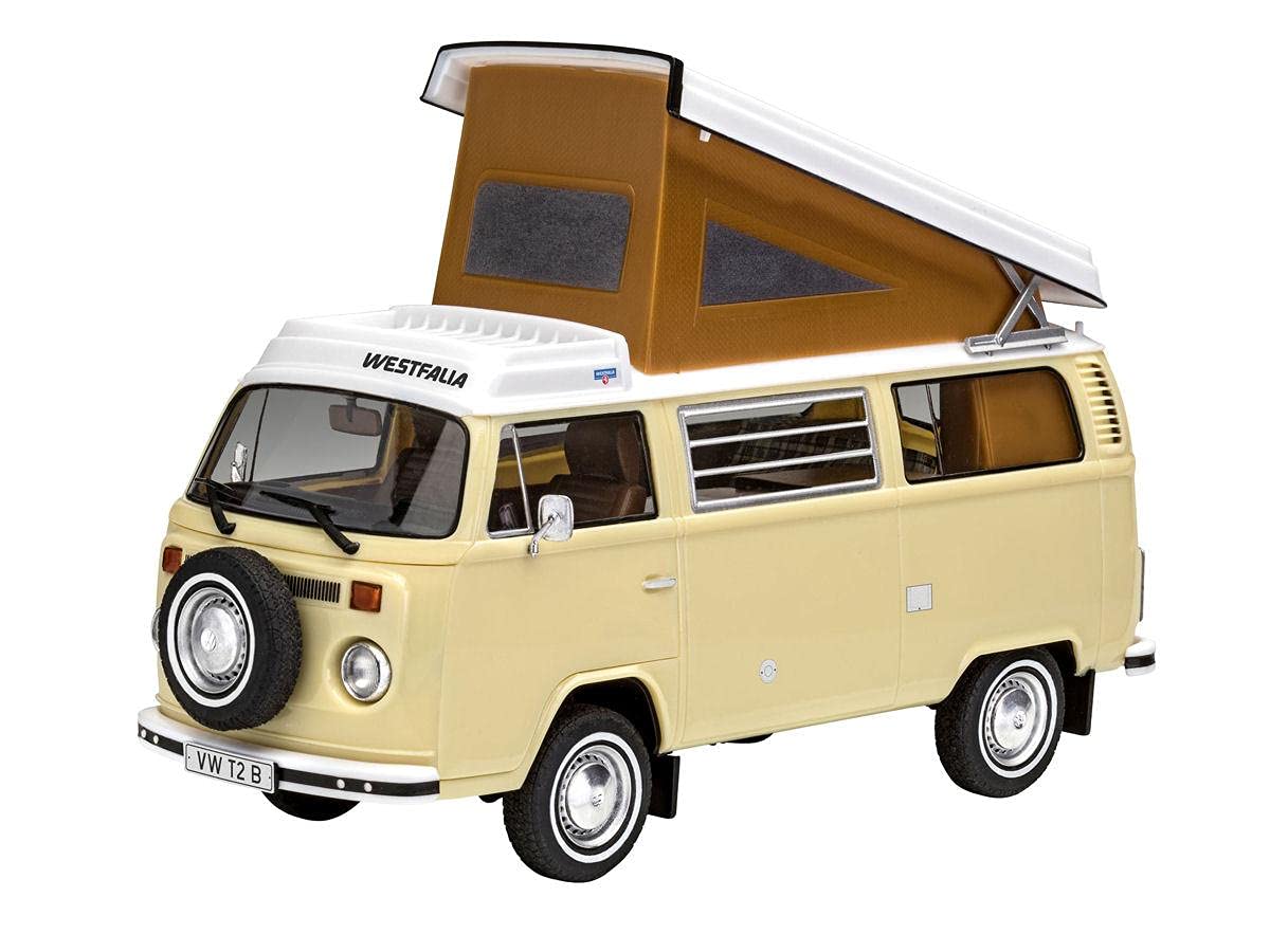 Revell Kit de construcción para VW T2 Camper I Easy Click System para principiantes, kit de inicio con accesorios básicos, sin barnizar, ideal para iniciar el modelismo