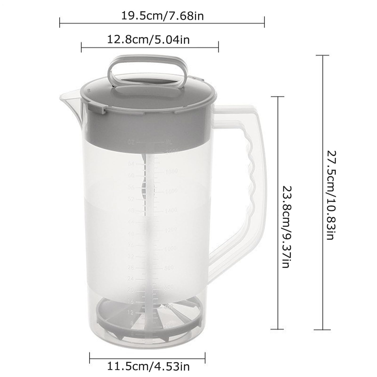 Miscelazione Del Lanciatore Per Bevande | D'acqua In Plastica Da 2000 Ml Con Coperchio | Contenitore Di Succo Di Facile Miscela | Lo Stantuffo Del Mixer Regolabile Per Il Succo Di Miscela, Il L