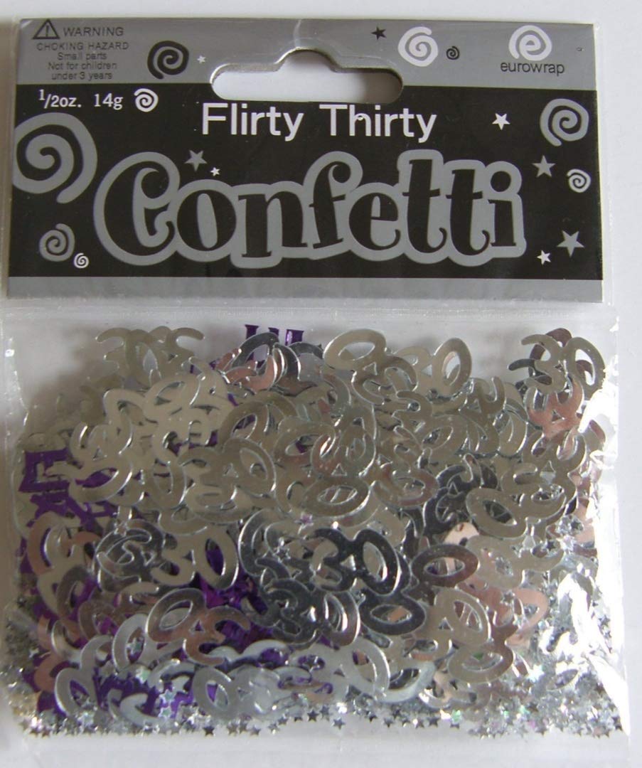 Eurowrap 3 x Bags of Silver and Purple 30's, Flirty and Stars Foil Confetti Table Sprinkles