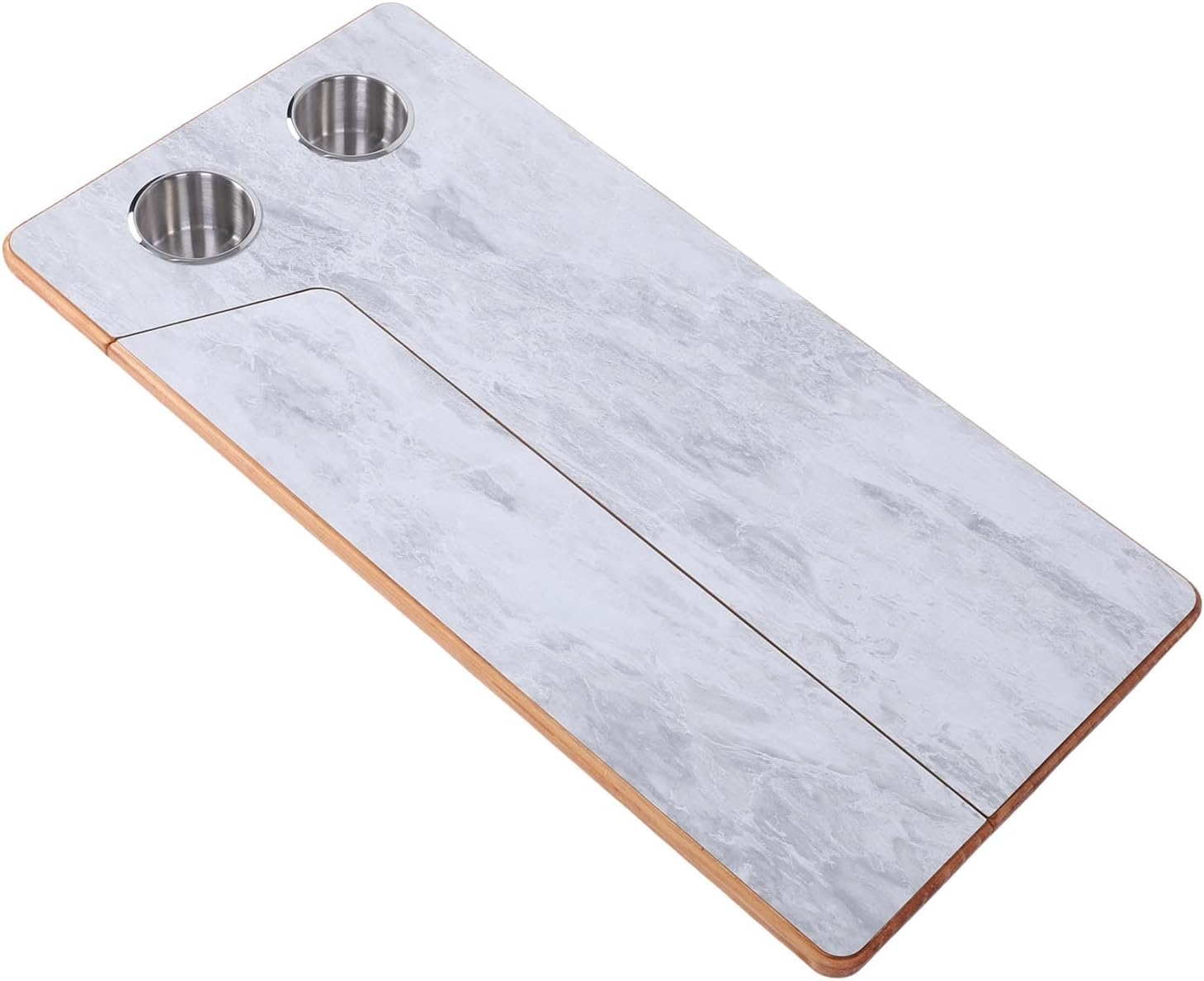 Removable Boat Table, Solid Wood, Foldable RV Table Top with Cup Holders, 31.5x15.7in, Ideal for Dining in Marine and RV Settings