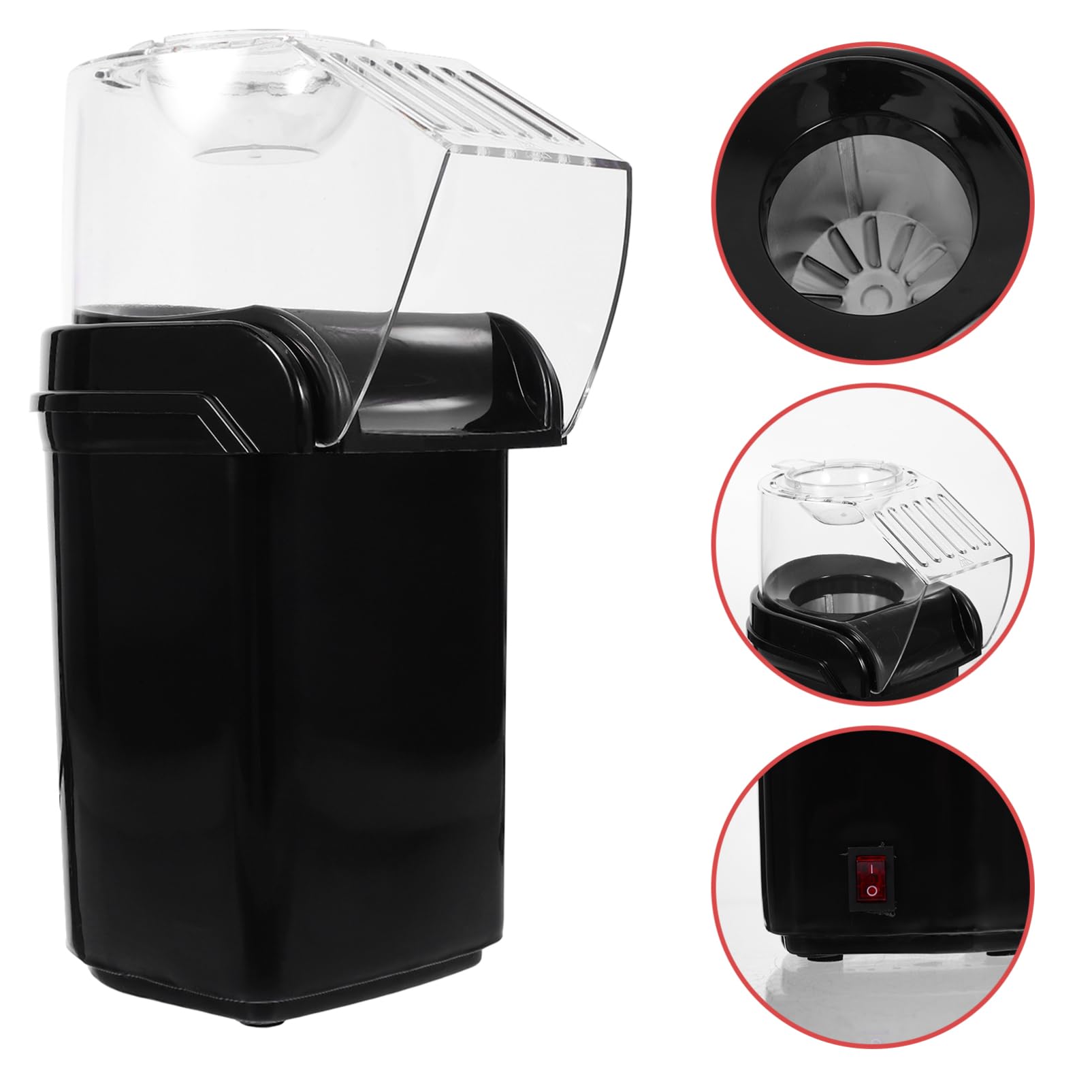 Máquina Eléctrica Automática de Palomitas de Maíz Mini Negra | Tecnología de Aire Caliente, Diseño Compacto Portátil, para Reuniones y Sesiones de Cine en Casa