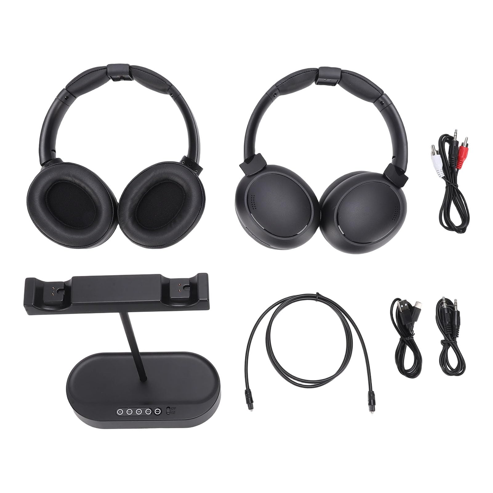 Cuffie Wireless Doppie Per Guardare La TV, Voce Chiara, Bluetooth V5.4 A Bassa Latenza, Stereo Hifi, Cuffie TV Per Anziani, Con Trasmettitore, Dock Di Ricarica