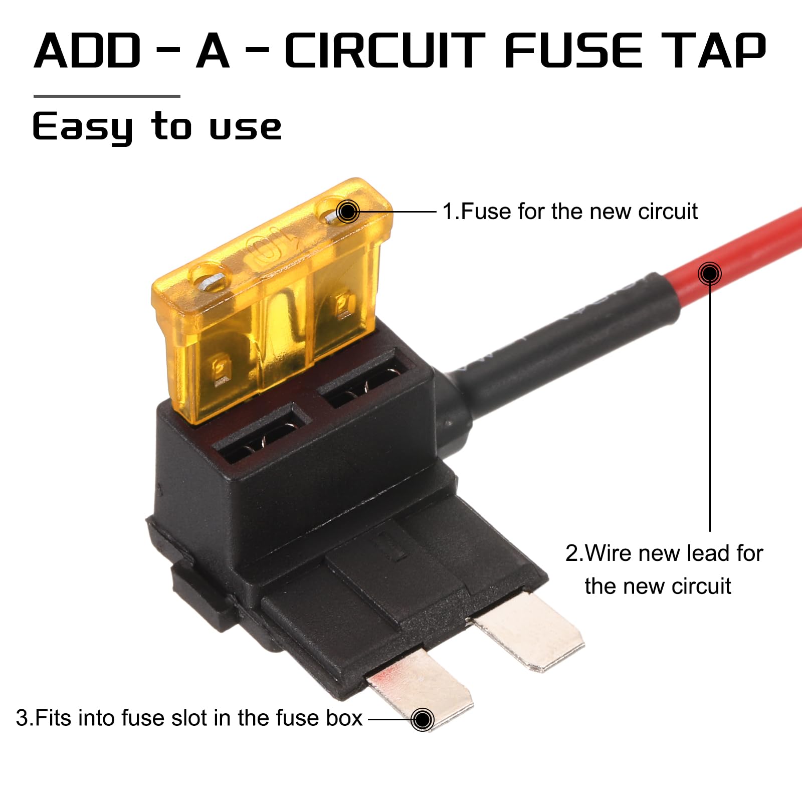 DMiotech Fuse Tap 24V 12V Car Add A Circuit Adapter Blade Fuse Taps Kit 5A Medium for Automotive Trucks Marine 5pcs Yellow - Image 4