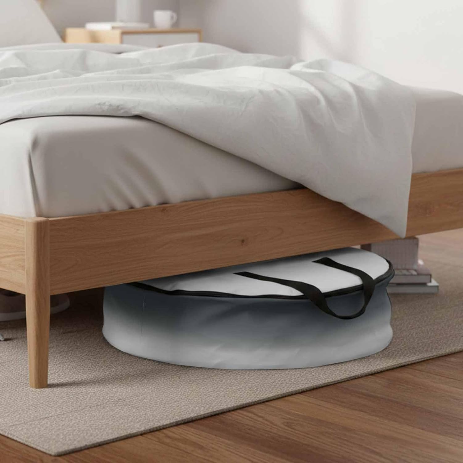 Gray Gradient Round Storage Bag 36 Inch, Clothes Storage Container with Handles Heavy Duty Organizer for Comforter, Bedding & Holiday Wreaths