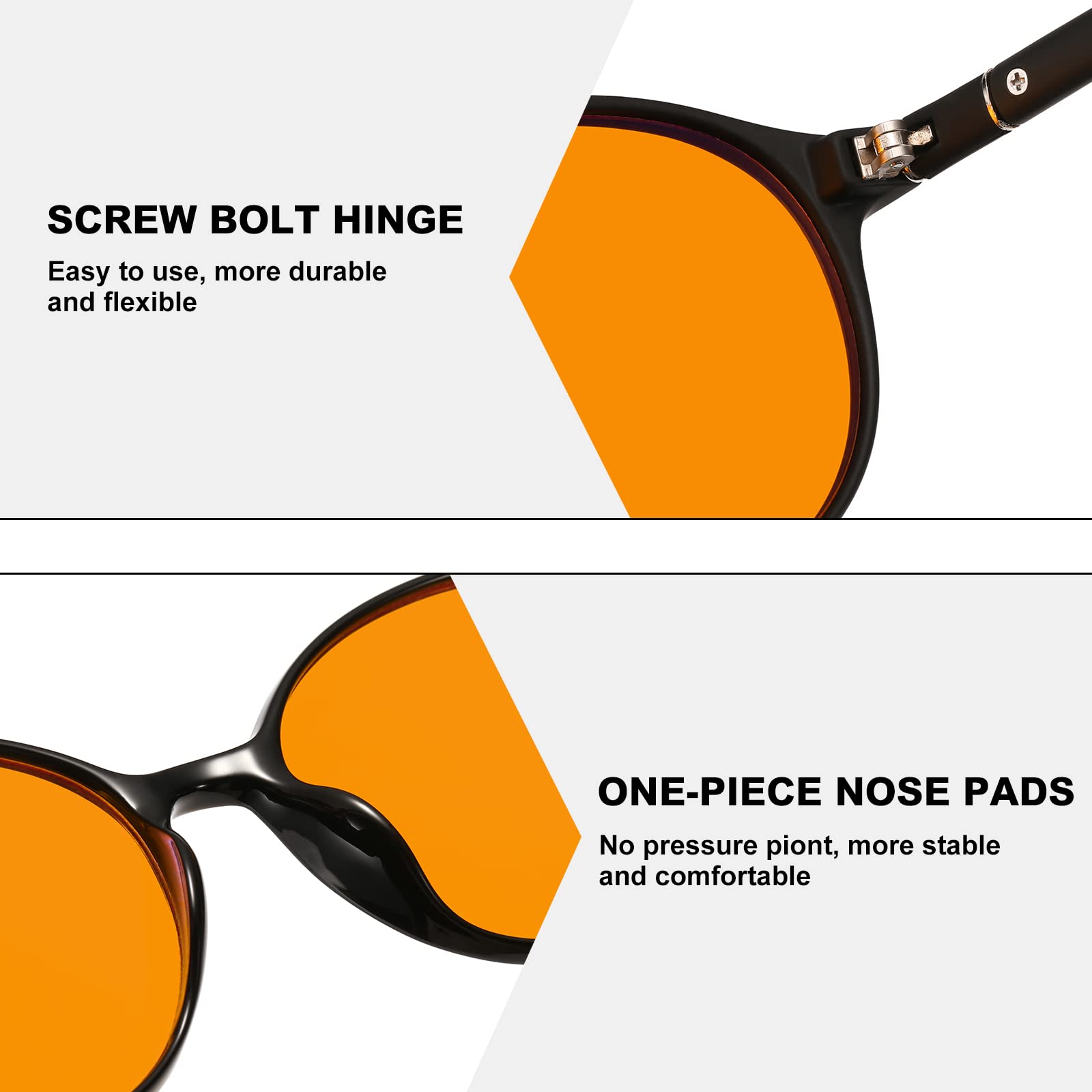 LIKSMU Lentes de bloqueo de luz azul 99.99% para videojuegos, TV, teléfono, gafas de dormir, filtro profesional, antifatiga ocular, vintage, marco negro, lente ámbar naranja
